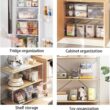 MineSign 4 pack Stackable Refrigerator Organizer Bins Pull-Out Drawers for Fruit and Veggies Storage Organizer for Fridge Clear Drawer Containers with Handle Divided Organization for Produce Saver - 6