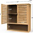 Purbambo Bathroom Wall Cabinet, Bamboo Wall Mount Medicine Cabinet Storage Organizer, Double Doors & 3 Tier Adjustable Shelf - 3