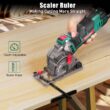 Mini Circular Saw, HYCHIKA Compact Circular Saw Tile Saw with 3 Saw Blades 4A Pure Copper Motor, Scale Ruler, 3-3/8”4500RPM Ideal for Wood, Soft Metal, Tile and Plastic Cuts - 3