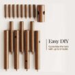 Pipishell Coat Rack, Coat Rack Freestanding with 3 Adjustable Sizes Coat Tree and 8 Hooks, Sturdy Wooden Coat Rack Stand for Cloathes, Hat, Used in Bedroom/Office/Hallway/Bedroom，Brown - 6