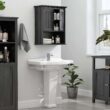 Treocho Wood Wall Cabinet Bathroom Medicine Cabinet Storage, Black Treocho Wood Wall Cabinet Bathroom Medicine Cabinet Storage with Doors and Adjustable Shelf Wall Mount for Bathroom, Livingroom, Kitchen, Cupboard, Black - 2