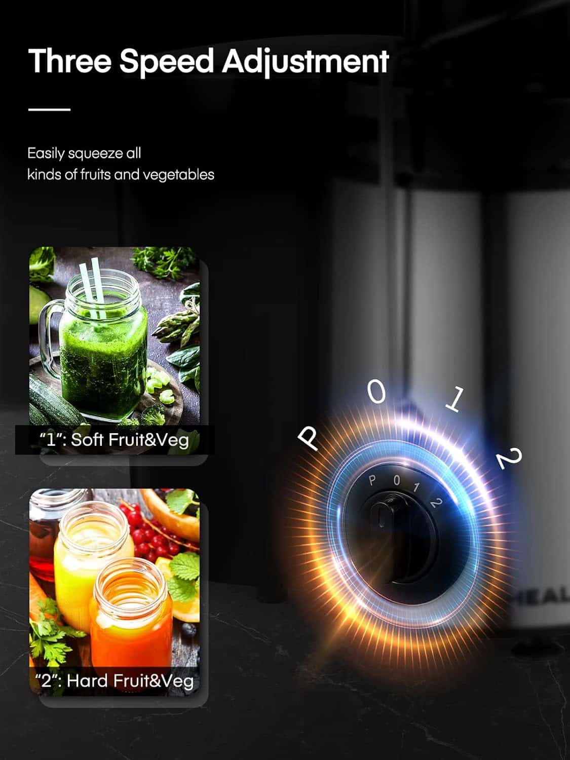 Juicer Machines, Aiheal Juicer Whole Fruit and Vegetables with 3 Speed Control, Centrifugal Juicer Juicer Machines, Aiheal Juicer Whole Fruit and Vegetables with 3 Speed Control, Centrifugal Juicer with Wide Mouth 3” Feed Chute, BPA Free, Easy to Clean, Juice Recipe Included - 3