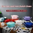 EDGING CASTING Enameled Cast Iron Covered 5.5 Quart Dutch Oven with Dual Handle, White - 7