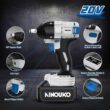 NINOUKO Cordless Impact Wrench 1/2 inch, 20V Electric Impact Gun 400N.m Brushless Impact Wrench Driver Kit 3000 RPM Variable Speed, High Torque, with 4.0Ah Battery & Fast Charger, Impact Sockets - 5