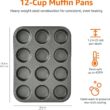 Amazon Basics Nonstick Round Muffin Baking Pan, 12 Cups, Set of 2, Gray, 13.9x10.55x1.22