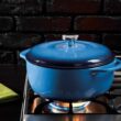 Lodge 6 Quart Enameled Cast Iron Dutch Oven with Lid – Dual Handles – Oven Safe up to 500° F or on Stovetop - Use to Marinate, Cook, Bake, Refrigerate and Serve – Blue - 2