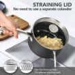 MICHELANGELO 3 Quart Saucepan with Lid, Hard Anodized Nonstick Sauce Pan with Strainer Lid & Pour Spouts for Easy Pour, Granite Derived Coating Sauce Pan for Cooking, Small Sauce Pot - 3 Qt Sauce Pan - 4