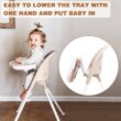 FUNNY SUPPLY 3-in-1 Cute Folding High Chair, Perfect Modern Space Saving Highchair with Detachable Double Tray, 3-Point Harness, Cream Color - 2