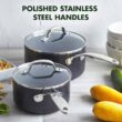 GreenPan Valencia Pro Hard Anodized Healthy Ceramic Nonstick 2QT and 3QT Saucepan Pot Set with Lids, PFAS-Free, Induction, Dishwasher Safe, Oven Safe, Gray - 7