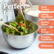 Priority Chef Premium Mixing Bowls With Airtight Lids Set, Thicker Stainless Steel Mixing Bowl Set, Large Prep Metal Bowls with Lids, Nesting Bowls for Kitchen, 1.5/2/3/4/5 Qrt, Black - 6