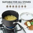MICHELANGELO 3 Quart Saucepan with Lid, Hard Anodized Nonstick Sauce Pan with Strainer Lid & Pour Spouts for Easy Pour, Granite Derived Coating Sauce Pan for Cooking, Small Sauce Pot - 3 Qt Sauce Pan - 6