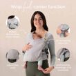 Boba Bliss Hybrid Baby Carrier Newborn to Toddler - 2-in-1 Baby Wrap & Carrier - No-Tie - Certified Hip-Healthy - Soft & Stretchy Baby Sling - 7-35 lbs (Grey) - 5