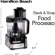 Hamilton Beach Stack & Snap Food Processor and Vegetable Chopper, BPA Free, Stainless Steel Blades, 12 Cup Bowl, 2-Speed 450 Watt Motor, Black (70725A) - 7