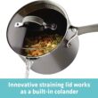 Circulon 84567 3-Qt.Covered Straining Pour Spouts Hard Anodized Aluminum Saucepan, 3 quart, Oyster Gray - 3