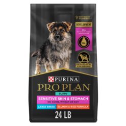 Purina Pro Plan Sensitive Skin & Stomach, Salmon & Rice Formula Large Breed Dry Puppy Food, 24 lbs.