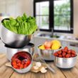 Wildone Mixing Bowls Set of 5, Stainless Steel Nesting Bowls with Airtight Lids Wildone Mixing Bowls Set of 5, Stainless Steel Nesting Bowls with Airtight Lids, 3 Grater Attachments, Measurement Marks & Non-Slip Bottoms, Size 5, 3, 2, 1.5, 0.63 QT, Great for Mixing & Serving - 6