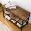 HOOBRO Shoe Bench Set, Entryway Shoe Rack with Coat Hooks, Hall Tree Coat Rack, Mud Room Bench, Hat Bag Hanging Organizer, Industrial, for Foyer, Front Door, Rustic Brown BF07MT01 - 9