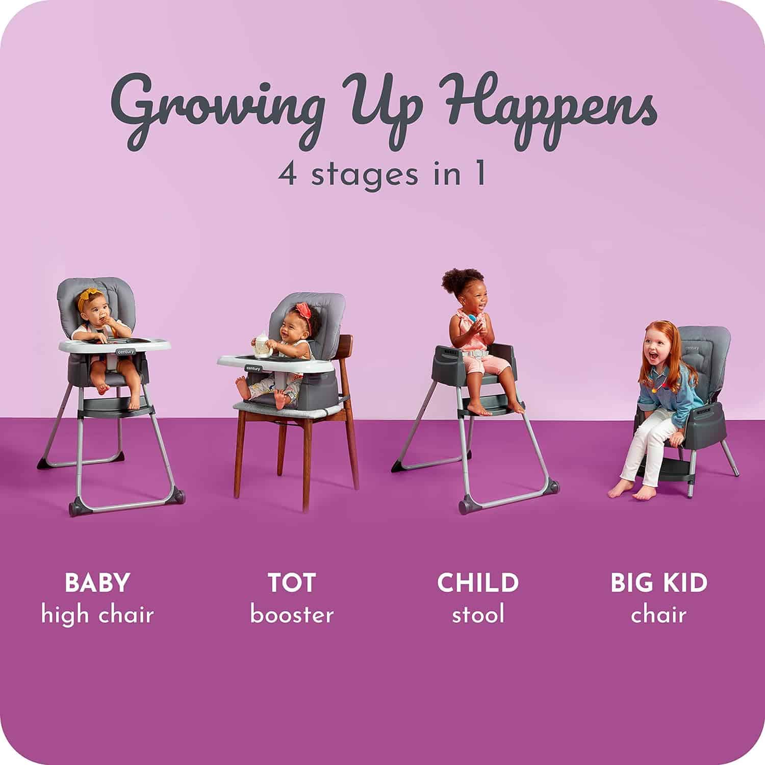 Century Dine On 4-in-1 High Chair, Grows with Child with 4 Modes, Metro Century Dine On 4-in-1 High Chair, Grows with Child with 4 Modes, Metro - 2