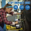 NINOUKO Cordless Impact Wrench 1/2 inch, 20V Electric Impact Gun 400N.m Brushless Impact Wrench Driver Kit 3000 RPM Variable Speed, High Torque, with 4.0Ah Battery & Fast Charger, Impact Sockets - 2