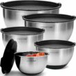 Priority Chef Premium Mixing Bowls With Airtight Lids Set, Thicker Stainless Steel Mixing Bowl Set, Large Prep Metal Bowls with Lids, Nesting Bowls for Kitchen, 1.5/2/3/4/5 Qrt, Black - 1