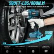 Seesii Cordless Electric Impact Wrench 1/2 inch for Car Home, 580Ft-lbs(800N.m) Brushless, 3300RPM High Torque Gun w/ 2x 4.0Ah Battery,Charger & 6 Sockets, WH710 - 5