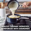 GreenPan Chatham Black Prime Midnight Hard Anodized Healthy Ceramic Nonstick, 1QT and 2QT Saucepan Pot Set with Lids, PFAS-Free, Dishwasher Safe, Oven Safe, Black - 2