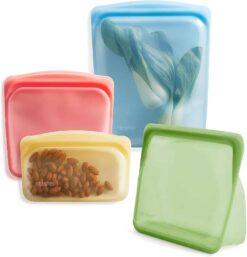 Stasher Reusable Silicone Storage Bag, Food Storage Container, Microwave and Dishwasher Safe, Leak-free, Bundle 4-Pack, Rainbow - 1