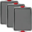 Nonstick Baking Sheet Tray Set of 3 - These Cookie Sheet Pans are Non-toxic, Dent, Warp, and Rust Resistant. Made with Heavy Gauge Carbon Steel for Oven Baking Sheets. - 1
