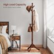 VASAGLE Solid Wood Coat Rack/Stand, Free Standing Hall Coat Tree with 10 Hooks for Hats, Bags, Purses, for Entryway, Hallway, Rubberwood, Dark Walnut URCR03WN - 6