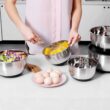 Wildone Mixing Bowls with Airtight Lids, Stainless Steel Nesting Mixing Bowls Set of 5, with Non-slip Silicone Bottoms, Size 8, 5, 3, 2, 1.5 QT, Stackable Design, Great for Mixing and Prepping - 8