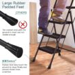 HBTower 3 Step Ladder with Tool Tray, Folding Step Stool with Wide Non-Slip Pedal and Comfort Handgrip for Household and Office, Lightweight 500lbs Capacity Step Ladder, Black - 3