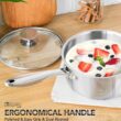 MICHELANGELO Stainless Steel Saucepan Set with Lids 1QT & 2QT & 3QT, Stainless Steel Sauce Pot Set 6pcs, Induction Saucepans, Nonstick Sauce Pan Set, Dishwasher Safe - 6