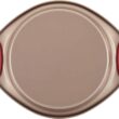 Rachael Ray Cucina Nonstick Bakeware Set Baking Cookie Sheets Cake Muffin Bread Pan, 10 Piece, Latte Brown with Cranberry Red Grips - 13