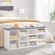 VASAGLE Shoe Bench with Cushion, Storage Bench with Padded Seat, Entryway Bench with 10 Compartments, Adjustable Shelves, for Bedroom, 11.8 x 40.9 x 18.9 Inches, White and Gray ULHS10WT - 5