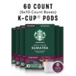 Starbucks K-Cup Coffee Pods Dark Roast Coffee Sumatra for Keurig Brewers - 6 boxes (60 pods total)