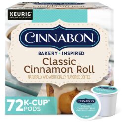 Cinnabon Classic Cinnamon Roll, Single-Serve Keurig K-Cup Pods, Flavored Coffee, 12 Count (Pack of 6) - 1