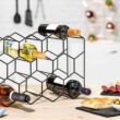 Gusto Nostro Countertop Wine Rack - 14 Bottle Freestanding Modern Black Metal Small - 3 Tier Tabletop Wine Holder Stand for Cabinet, Pantry, Wine Bottle Storage - No Assembly Required - 8