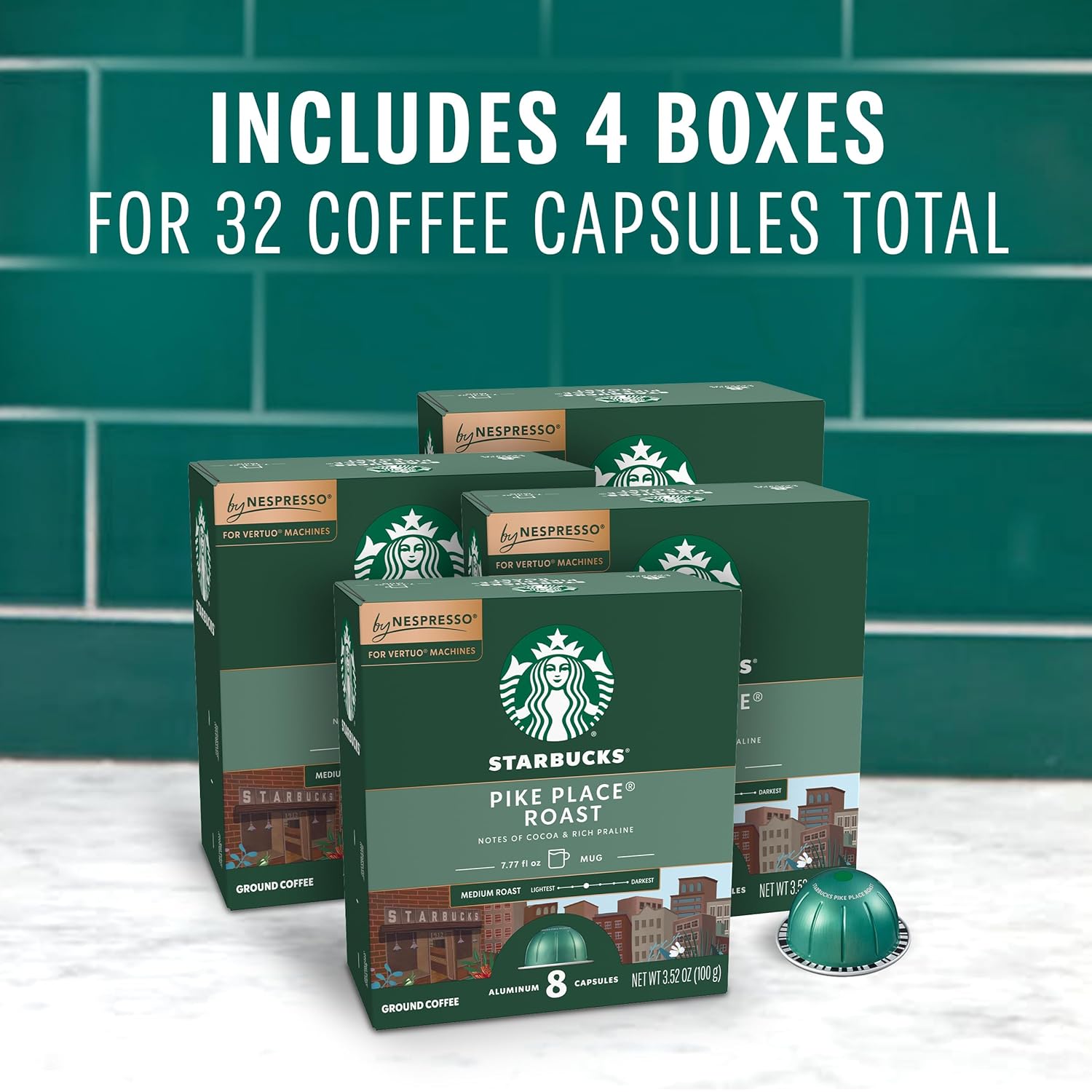 Starbucks by Nespresso Vertuo, Pike Place, Medium Roast Coffee 32-count Coffee Pods, Brews 7.8 oz. Starbucks by Nespresso Vertuo, Pike Place, Medium Roast Coffee 32-count Coffee Pods, Brews 7.8 oz. - Image 3