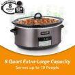 Crock-Pot Large 8 Quart Programmable Slow Cooker with Auto Warm Setting and Cookbook, Black Stainless Steel - 4