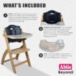 Abiie Beyond Junior Wooden High Chair with Tray. The Perfect Adjustable Baby Highchair Solution for Your Babies and Toddlers or as a Dining Chair. 6 Months up to 250 Lb. Natural Wood/Black Cushion - 3