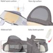 Baby Hip Seat Carrier Baby Waist Stool for Child Infant Toddler with Adjustable Strap Buckle Pocket Soft Inner Huge Storage (Dark Grey) - 3