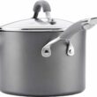 Circulon 84567 3-Qt.Covered Straining Pour Spouts Hard Anodized Aluminum Saucepan, 3 quart, Oyster Gray - 12
