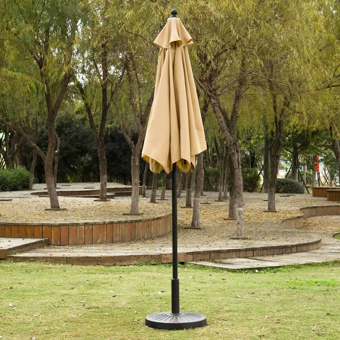 Sunnyglade 7.5' Patio Umbrella Outdoor Table Market Umbrella with Push Button Tilt/Crank, 6 Ribs (Tan) Sunnyglade 7.5' Patio Umbrella Outdoor Table Market Umbrella with Push Button Tilt/Crank, 6 Ribs (Tan) - 4
