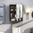 ChooChoo Bathroom Wall Mirror Cabinet, Medicine Cabinet, Grey ChooChoo Bathroom Wall Mirror Cabinet, Medicine Cabinet with Single Door and Adjustable Shelf, Over The Toilet Space Saver Storage Cabinet, Grey - 2
