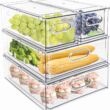 MineSign 4 pack Stackable Refrigerator Organizer Bins Pull-Out Drawers for Fruit and Veggies Storage Organizer for Fridge Clear Drawer Containers with Handle Divided Organization for Produce Saver - 1