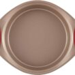 Rachael Ray Cucina Nonstick Bakeware Set Baking Cookie Sheets Cake Muffin Bread Pan, 10 Piece, Latte Brown with Cranberry Red Grips - 12