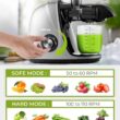 Jocuu Slow Masticating Juicer with Soft/Hard Modes Easy to Clean Quiet Motor & Reverse Function, Cold Press Juicer for Fruit & Vegetable, 90% Juice Yield, with Brush & Recipes (Grey) - 9