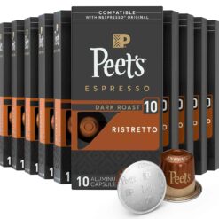 Peet's Coffee, Dark Roast Espresso Pods Compatible with Nespresso Original Machine, Ristretto Intensity 10, 100 Count (10 Boxes of 10 Espresso Capsules) - 1