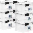 IRIS USA 6 Pack 19qt WEATHERPRO Airtight Plastic Storage Bin with Lid and Seal and 4 Secure Latching Buckles - 1