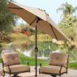 Blissun 7.5 ft Patio Umbrella, Yard Umbrella Push Button Tilt Crank (Tan) - 6